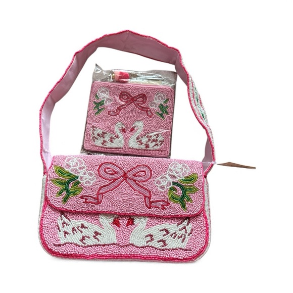 Handbags - Pink Beaded Shoulder Bag